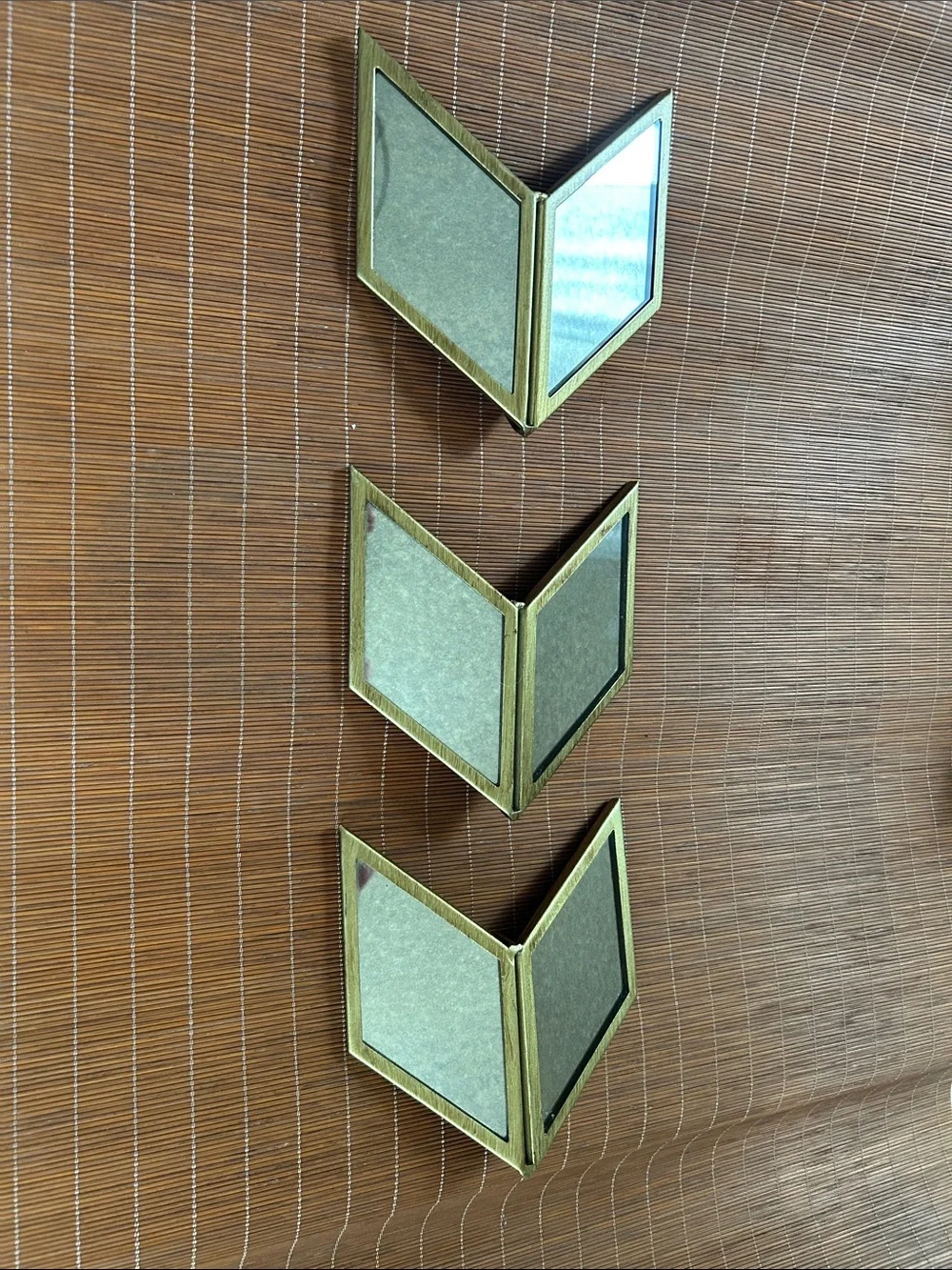 Urban Outfitters Brass Chevron Triple Wall Mirrors - Gold Tone